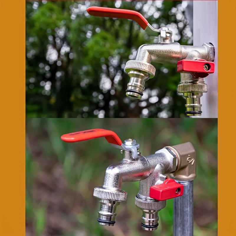 Dual-Outlet Stainless Garden Faucet – Rustproof 2-Way Tap with Quick Connect & Independent Valves
