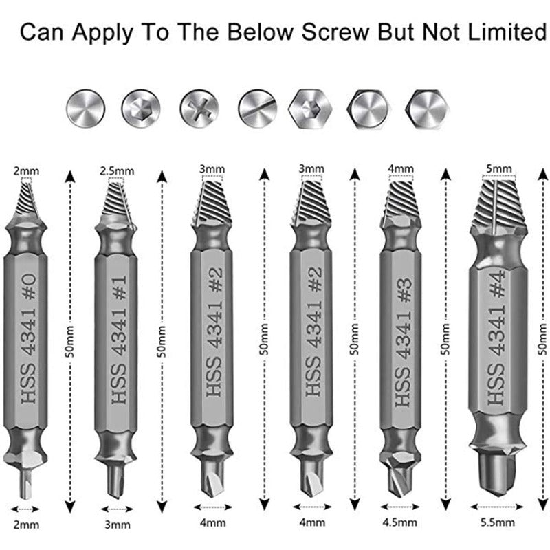 Universal Screw Extractor Set with Dual-Ended Bits