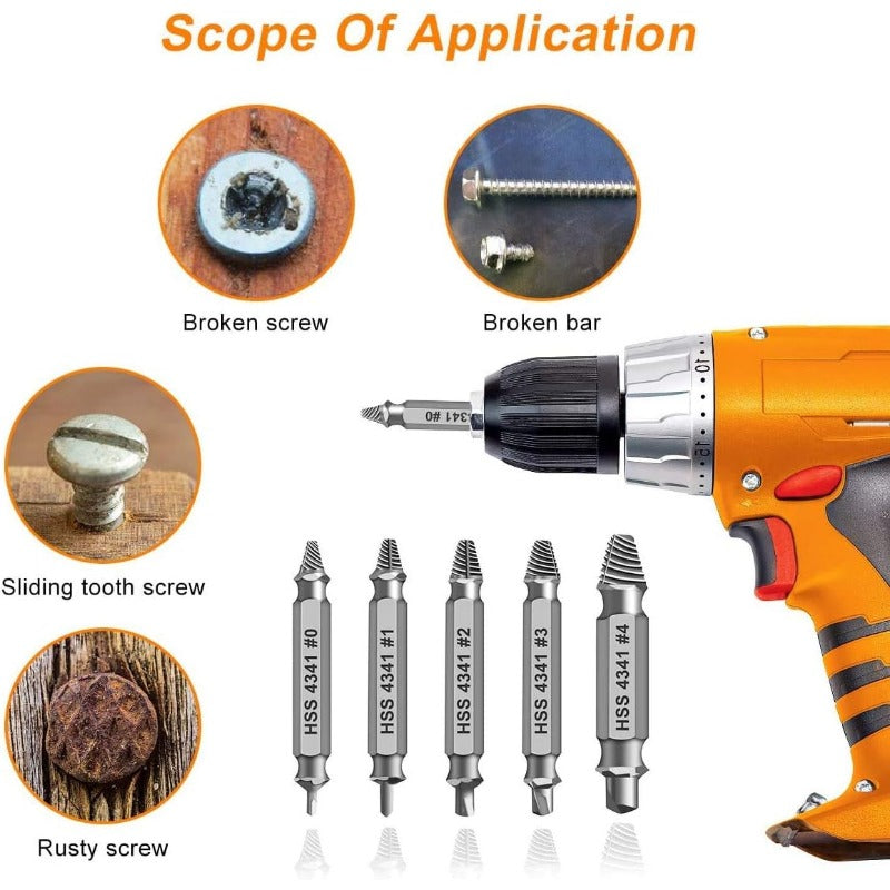 Universal Screw Extractor Set with Dual-Ended Bits