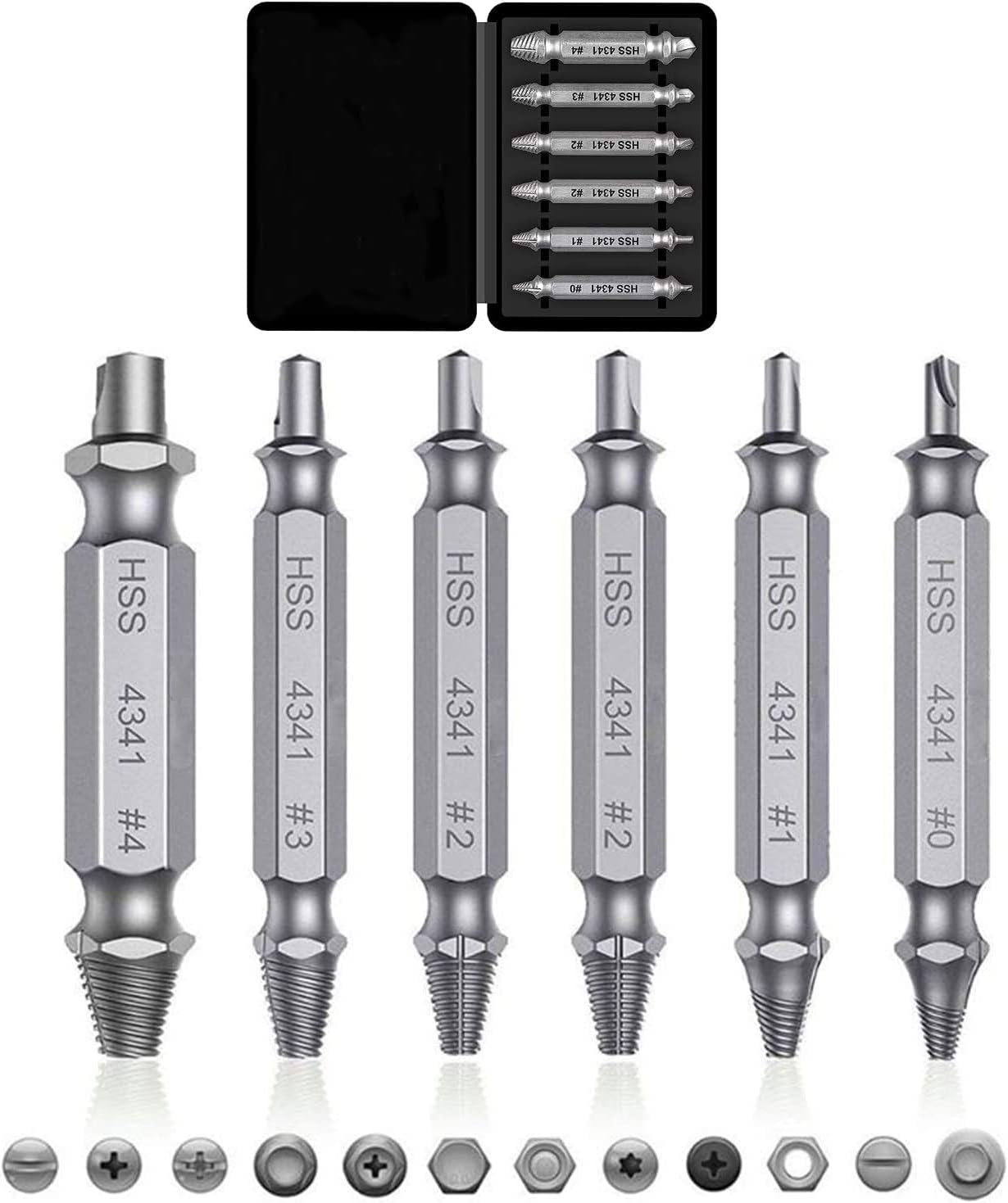 Universal Screw Extractor Set with Dual-Ended Bits