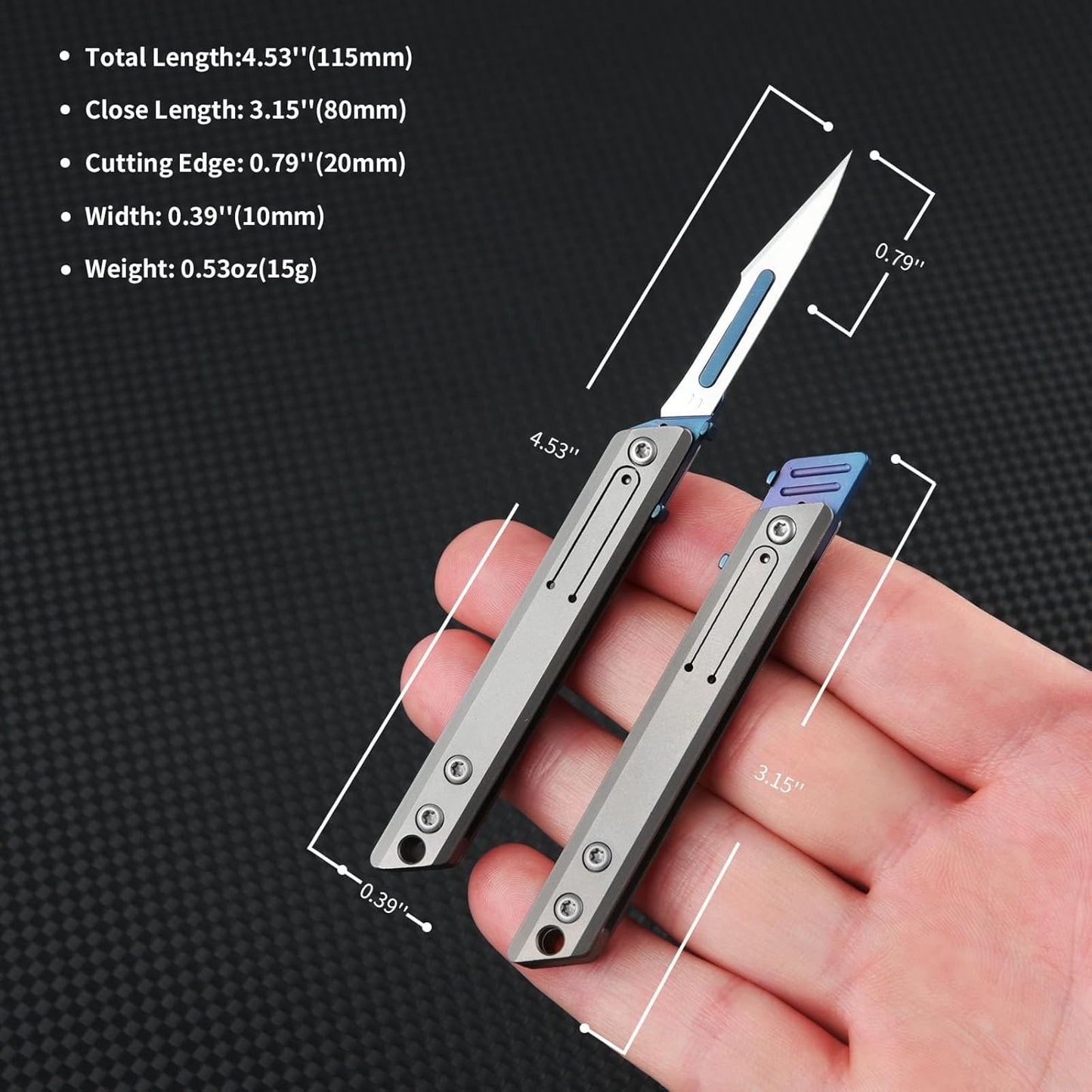 Compact Titanium Utility Knife with Replaceable Blades