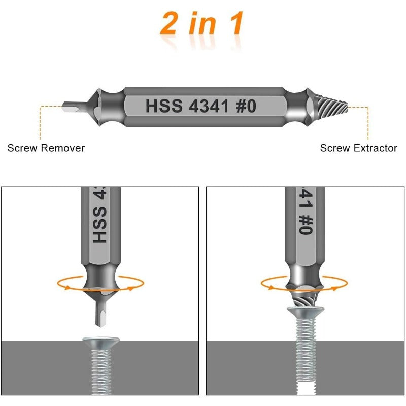 Universal Screw Extractor Set with Dual-Ended Bits