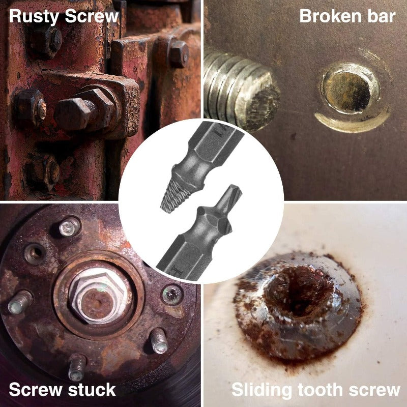 Universal Screw Extractor Set with Dual-Ended Bits