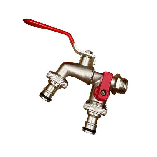 Dual-Outlet Stainless Garden Faucet – Rustproof 2-Way Tap with Quick Connect & Independent Valves