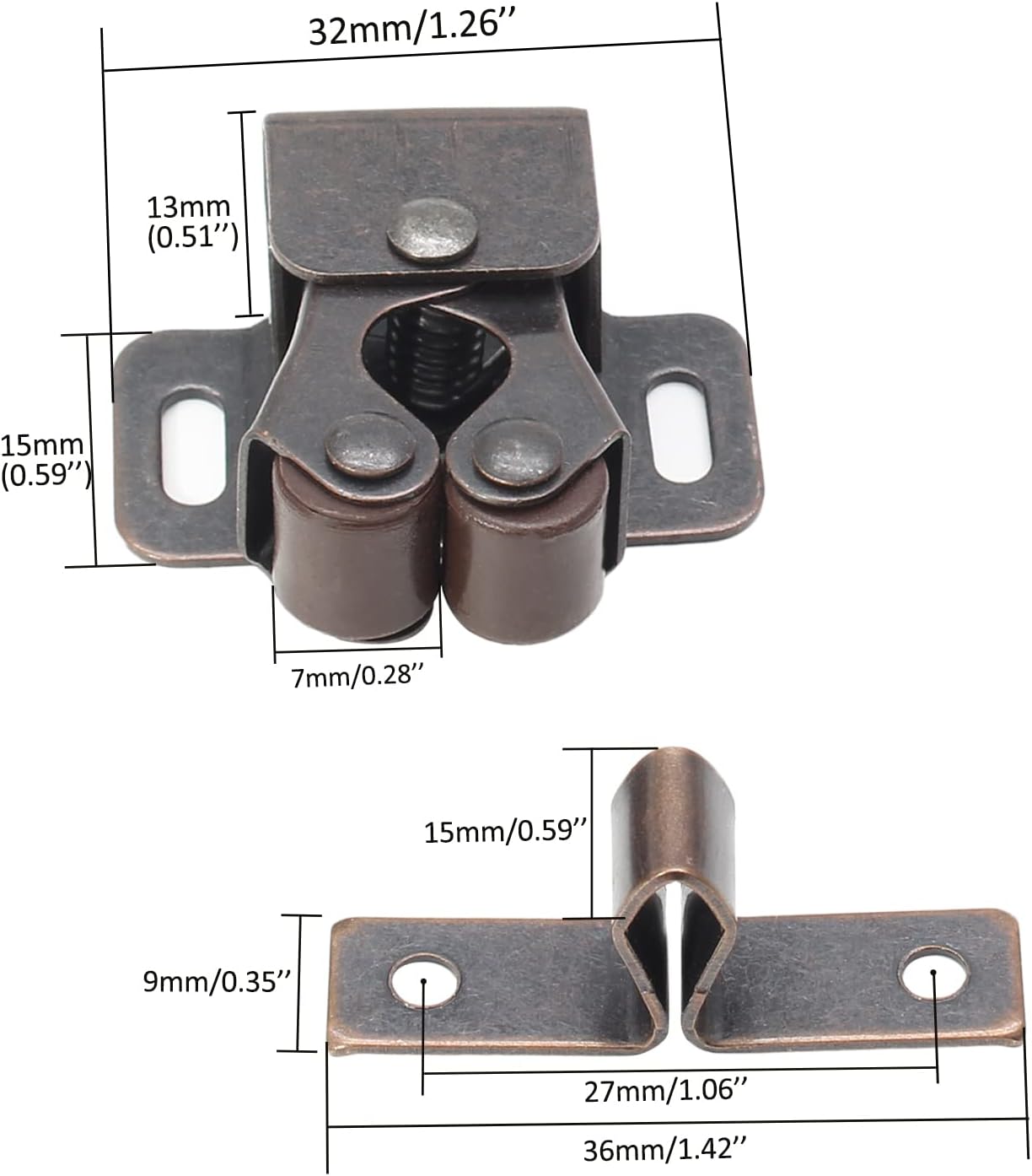 Heavy-Duty Bronze Roller Catches