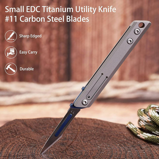 Compact Titanium Utility Knife with Replaceable Blades