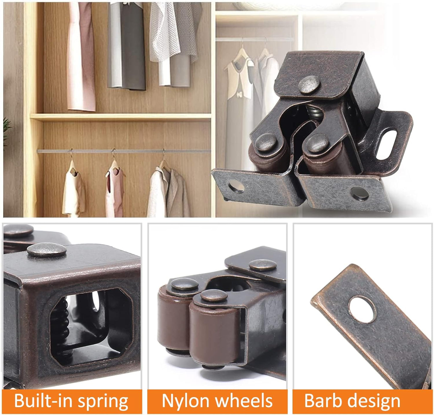 Heavy-Duty Bronze Roller Catches